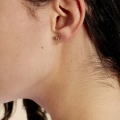 Sale Histoire d'Or Boucles D'oreilles Puces Elda Serti Clos Or Jaune Oxyde De Zirconium