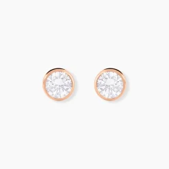 Histoire d'Or Boucles D'oreilles Puces Elda Serti Clos Or Rose Oxyde De Zirconium* Boucles D'Oreilles|Clous D'Oreilles