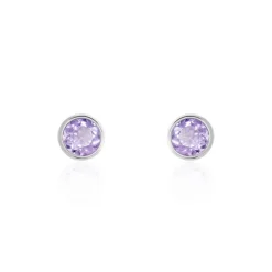 Outlet Histoire d'Or Boucles D'oreilles Puces Edy Serti Clos Or Blanc Amethyste or blanc amethyste violette