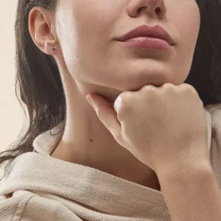 Outlet Histoire d'Or Boucles D'oreilles Puces Edy Serti Clos Or Blanc Amethyste or blanc amethyste violette