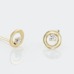 Discount Histoire d'Or Boucles D'oreilles Puces Edmee Cercle Or Jaune Oxyde De Zirconium