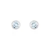 New Histoire d'Or Boucles D'oreilles Puces Edy Serti Clos Or Blanc Topaze