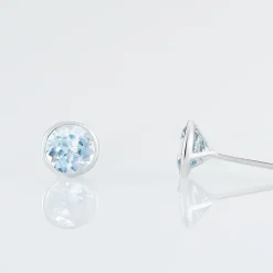 Histoire d'Or Boucles D'oreilles Puces Edy Serti Clos Or Blanc Topaze* Boucles D'Oreilles|Clous D'Oreilles