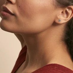 Histoire d'Or Boucles D'oreilles Puces Edy Serti Clos Or Blanc Topaze* Boucles D'Oreilles|Clous D'Oreilles