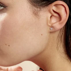 New Histoire d'Or Boucles D'oreilles Puces Elais Etoile Or Blanc Oxyde De Zirconium