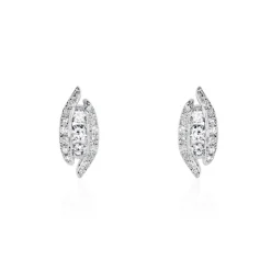 Histoire d'Or Boucles D'oreilles Puces Eternite Or Blanc Diamant