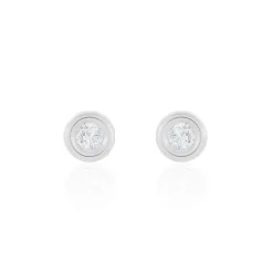 Hot Histoire d'Or Boucles D'oreilles Puces Eden Serti Pneu Or Blanc Oxyde De Zirconium