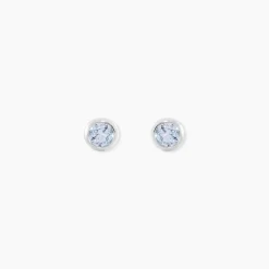 Histoire d'Or Boucles D'oreilles Puces Edy Serti Clos Or Blanc Topaze* Boucles D'Oreilles|Clous D'Oreilles