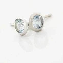 Histoire d'Or Boucles D'oreilles Puces Edy Serti Clos Or Blanc Topaze* Boucles D'Oreilles|Clous D'Oreilles