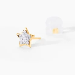 Histoire d'Or Boucles D'oreilles Puces Elais Etoile 0 Or Jaune Strass* Boucles D'Oreilles|Clous D'Oreilles