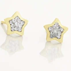 Histoire d'Or Boucles D'oreilles Puces Elais Etoile 0 Or Jaune Strass* Boucles D'Oreilles|Clous D'Oreilles