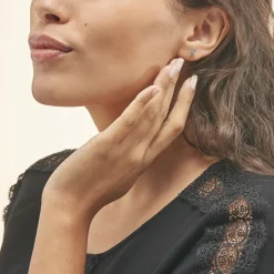 Hot Histoire d'Or Boucles D'oreilles Puces Fassia Or Blanc Topaze