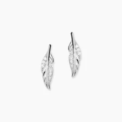 Histoire d'Or Boucles D'oreilles Puces Feath Argent Blanc Oxyde De Zirconium* Boucles D'Oreilles|Boucles D'Oreilles Fantaisie