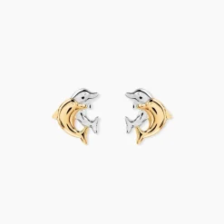 Histoire d'Or Boucles D'oreilles Puces Fulvie Double Dauphins Or Bicolore* Boucles D'Oreilles|Clous D'Oreilles