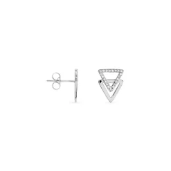 New Histoire d'Or Boucles D'oreilles Puces Glorya Argent Blanc Oxyde De Zirconium