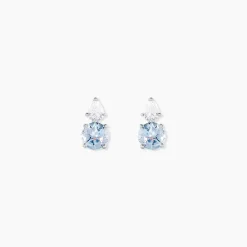 Histoire d'Or Boucles D'oreilles Puces Giana Or Blanc Topaze Et Oxyde De Zirconium* Boucles D'Oreilles|Clous D'Oreilles