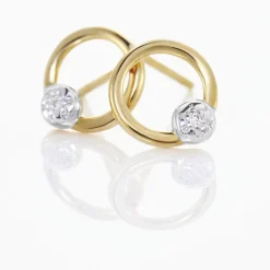Histoire d'Or Boucles D'oreilles Puces Gisa Jaune Diamant Blanc