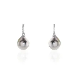 Discount Histoire d'Or Boucles D'oreilles Puces Gatiene Or Blanc Perle De Culture Et Diamant