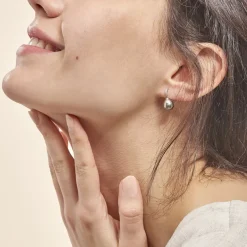 Discount Histoire d'Or Boucles D'oreilles Puces Gatiene Or Blanc Perle De Culture Et Diamant