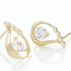 Sale Histoire d'Or Boucles D'oreilles Puces Helie Goutte Or Jaune Oxyde De Zirconium
