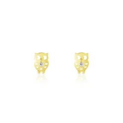 Clearance Histoire d'Or Boucles D'oreilles Puces Helois Hibou Or Jaune Oxyde De Zirconium
