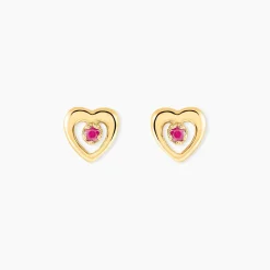 Histoire d'Or Boucles D'oreilles Puces Izild Or Jaune Rubis