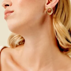 Histoire d'Or Boucles D'Oreilles Puces Josephe Acier Jaune