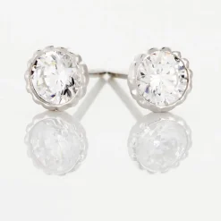 Discount Histoire d'Or Boucles D'oreilles Puces Kadidia Or Blanc Oxyde De Zirconium