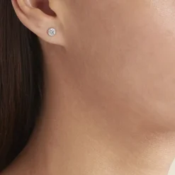 Discount Histoire d'Or Boucles D'oreilles Puces Kadidia Or Blanc Oxyde De Zirconium