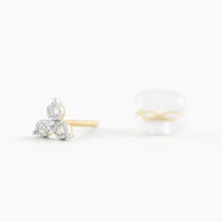 New Histoire d'Or Boucles D'oreilles Puces Kam Or Jaune Diamant