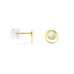 Discount Histoire d'Or Boucles D'oreilles Puces Kamilka Or Jaune Nacre Et Oxydes