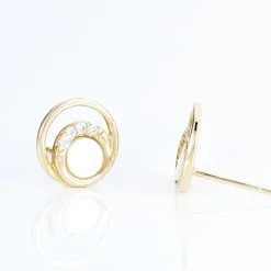 Discount Histoire d'Or Boucles D'oreilles Puces Kamilka Or Jaune Nacre Et Oxydes