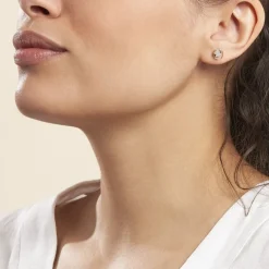 Discount Histoire d'Or Boucles D'oreilles Puces Kamilka Or Jaune Nacre Et Oxydes