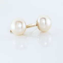 Clearance Histoire d'Or Boucles D'oreilles Puces Kesya Nacres Bouton Or Jaune Perle De Culture