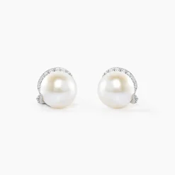 Histoire d'Or Boucles D'oreilles Puces Lucinda Or Blanc Perle De Culture Et Oxyde* Boucles D'Oreilles|Clous D'Oreilles