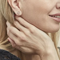 Clearance Histoire d'Or Boucles D'oreilles Puces Lila Plaqué Or Jaune Oxyde De Zirconium