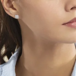 Outlet Histoire d'Or Boucles D'oreilles Puces Lorraine De Zirconium argent blanc oxyde