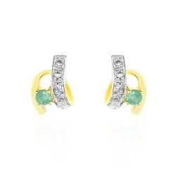 Outlet Histoire d'Or Boucles D'oreilles Puces Loubra Or Jaune Emeraude