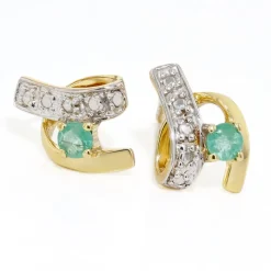 Outlet Histoire d'Or Boucles D'oreilles Puces Loubra Or Jaune Emeraude