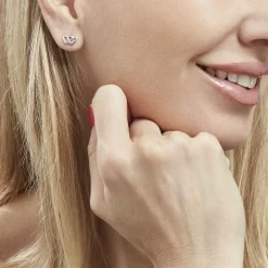 Hot Histoire d'Or Boucles D'oreilles Puces Lehinaae Argent Blanc