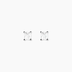 Online Histoire d'Or Boucles D'oreilles Puces Mathilda Argent Blanc Oxyde De Zirconium