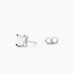 Online Histoire d'Or Boucles D'oreilles Puces Mathilda Argent Blanc Oxyde De Zirconium