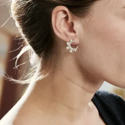 Online LAETIZIA Boucles D'oreilles Puces Moon Argent Perle D'imitation Et Oxyde