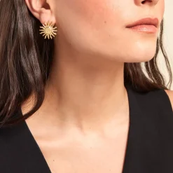 Outlet Histoire d'Or Boucles D'oreilles Puces Mermaid Acier Jaune