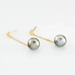Histoire d'Or Boucles D'oreilles Puces Marie-noela Or Jaune Perle De Tahiti* Boucles D'Oreilles|Boucles D'Oreilles Pendantes