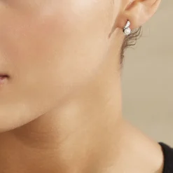 Clearance Histoire d'Or Boucles D'oreilles Puces Mellie Argent Blanc Perle De Culture