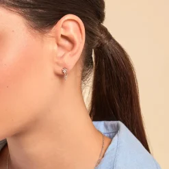 Histoire d'Or Boucles D'oreilles Puces Nimah Argent Blanc Oxyde De Zirconium