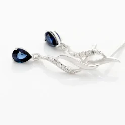 Histoire d'Or Boucles D'oreilles Puces Nolia Or Blanc Saphir Et Diamant* Boucles D'Oreilles|Boucles D'Oreilles Pendantes