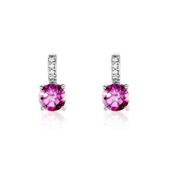 Histoire d'Or Boucles D'oreilles Puces Noora Or Blanc Topaze Rose Oxyde De Zirconium* Boucles D'Oreilles|Clous D'Oreilles