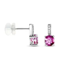 Histoire d'Or Boucles D'oreilles Puces Noora Or Blanc Topaze Rose Oxyde De Zirconium* Boucles D'Oreilles|Clous D'Oreilles